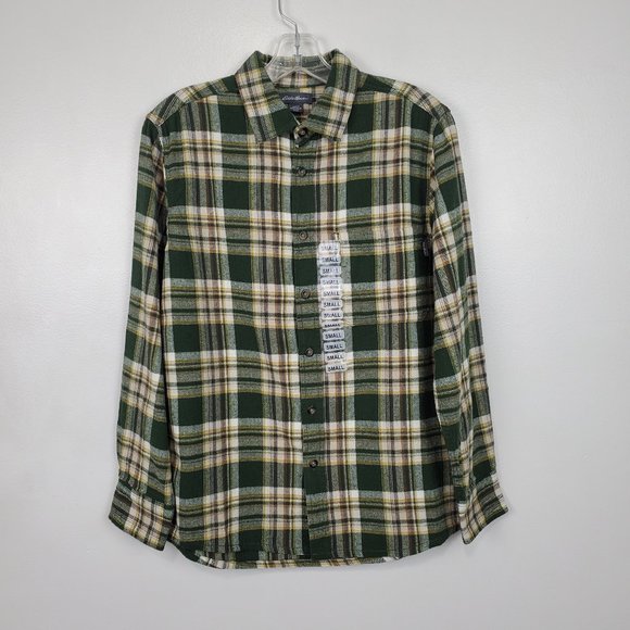 Eddie Bauer Men's Bayleaf Plaid Button Up Bristol Flannel Shirt NEW NWT Size S - Picture 1 of 13